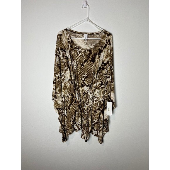 Jones New York Cardigan Womens 3X Brown Snake Print Tie Front Kimono Top NWT - Picture 1 of 8